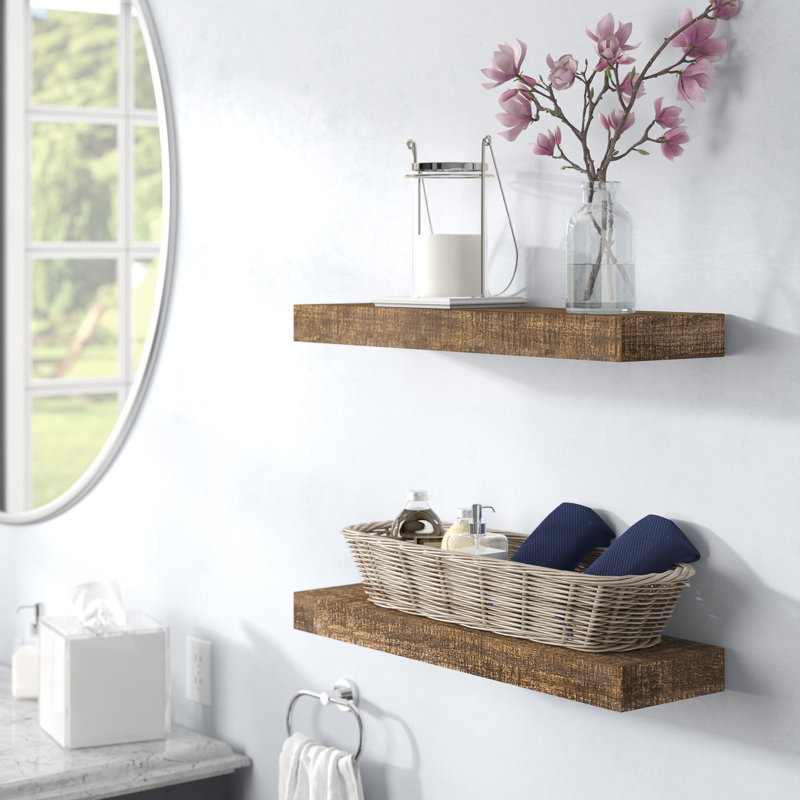 Gracie Oaks Evonne 2 Piece Pine Solid Wood Floating Shelf & Reviews